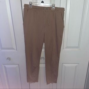Garage tan/khaki tie waist straight leg joggers